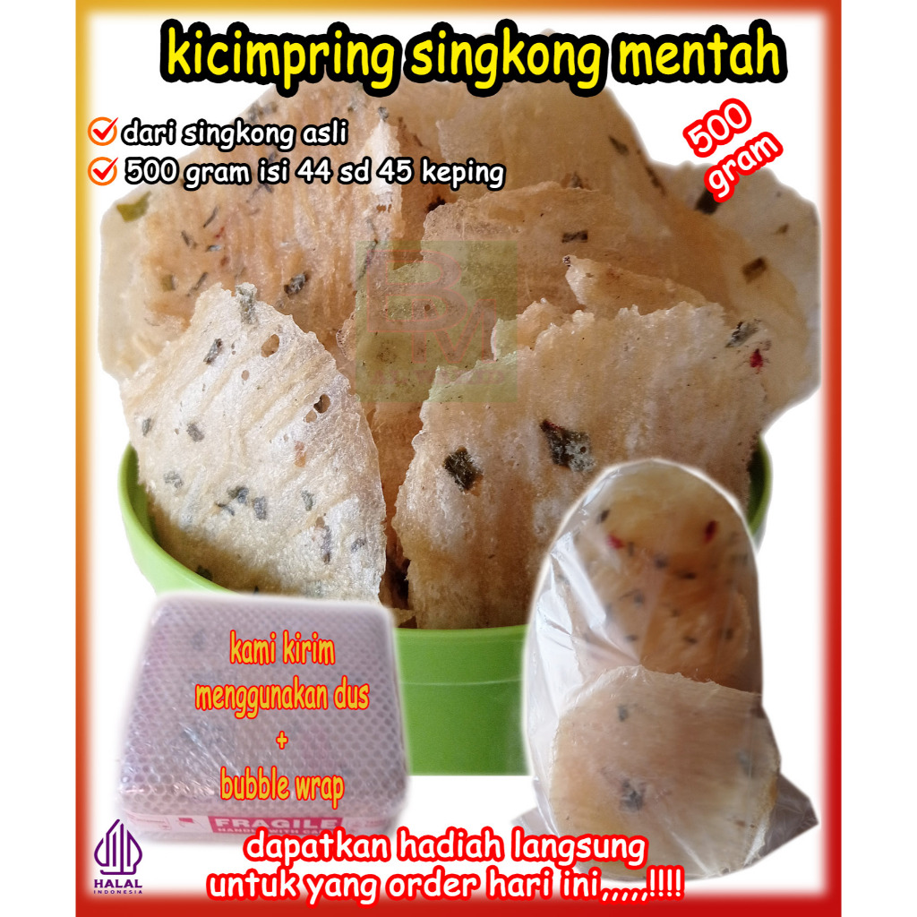 

Kerupuk Kicimpring Opak Singkong Bawang Kemasan 500 gram