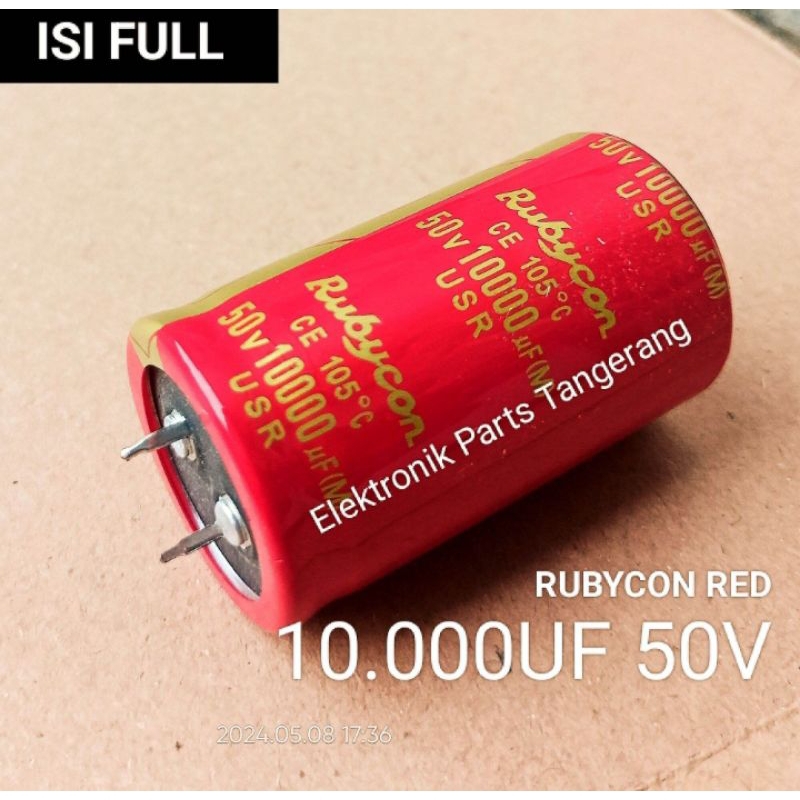 (1 BUAH) KAPASITOR ELCO 10000UF 50V RUBYCON JAPAN RED CAPACITOR ELCO 50V 10000UF RUBYCON RED ELCO RU