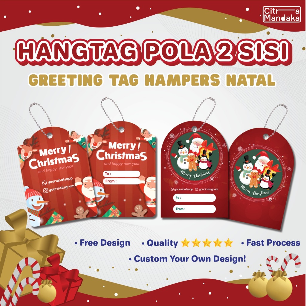 

Hang Tag Natal Pola Custom 2 Sisi Hampers Natal Christmas Gift Souvenir Free Design
