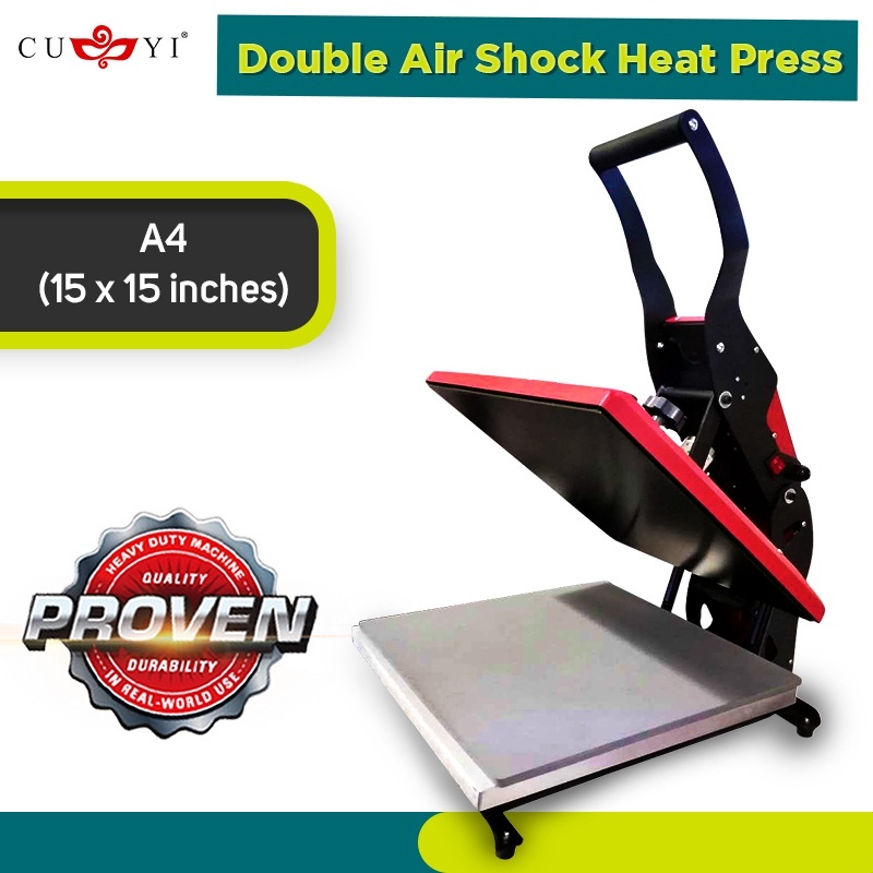 

CUYI/QUAFF Heat Press Machine A4/A3 Size Clam Type | Drawer Type | Double Air-Shock New Model