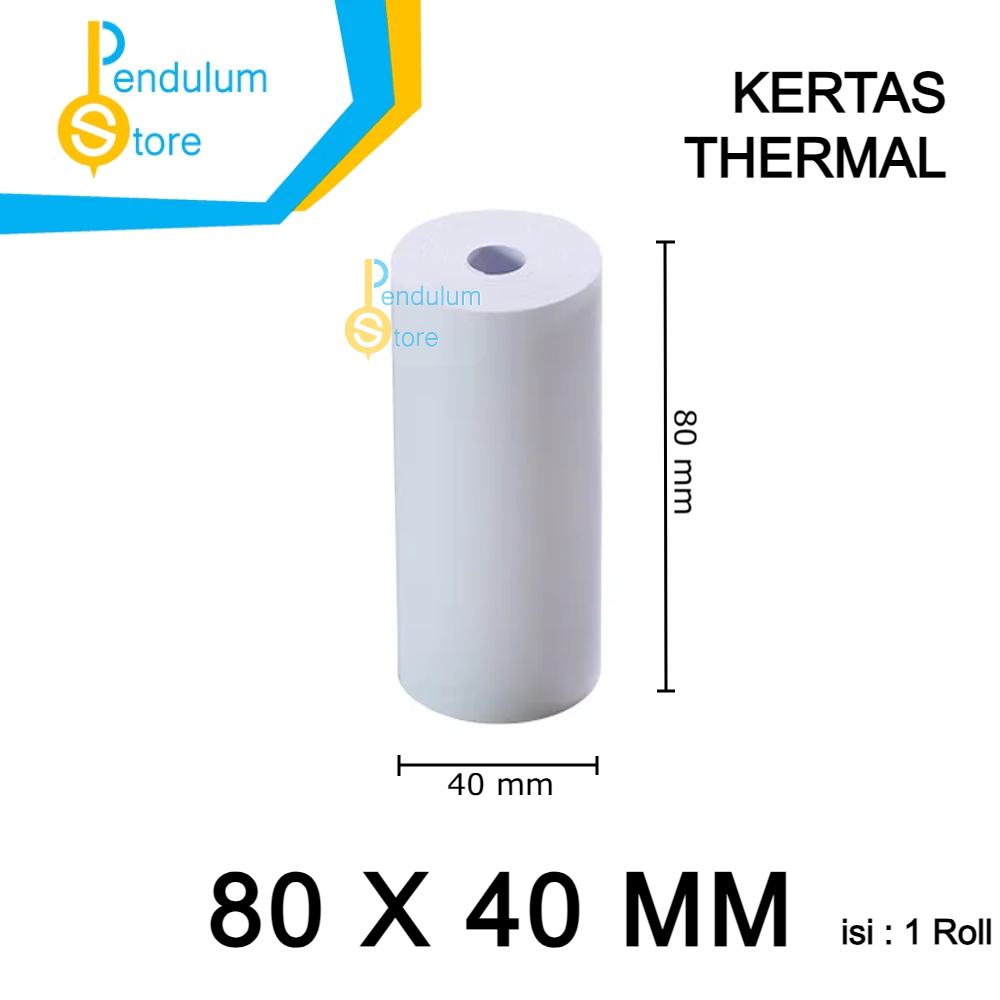 

Pack Kertas Thermal 80x40mm isi 1 Roll / 1 Buah Thermal Paper Struk Receipt ukuran 80 X 40 MM