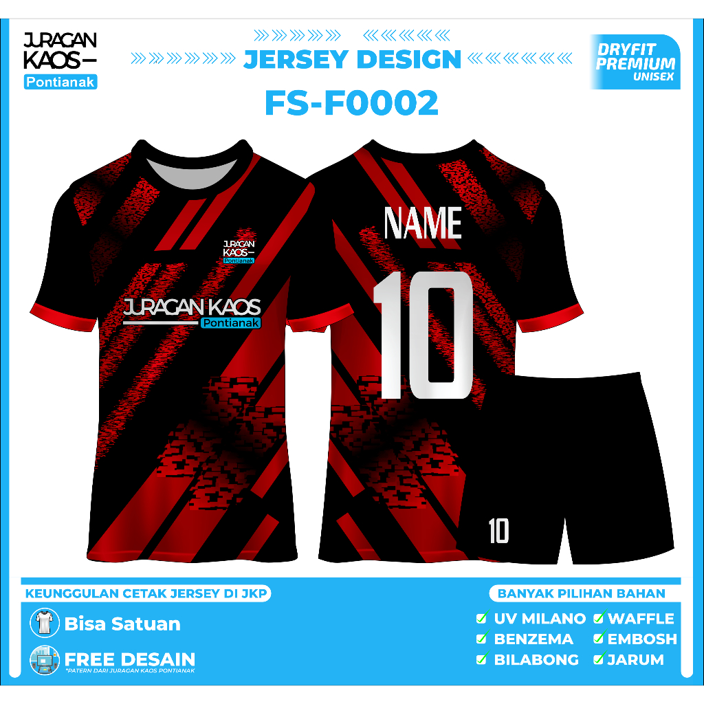 Jersey Futsal Setelan Full Printing Celana Hitam