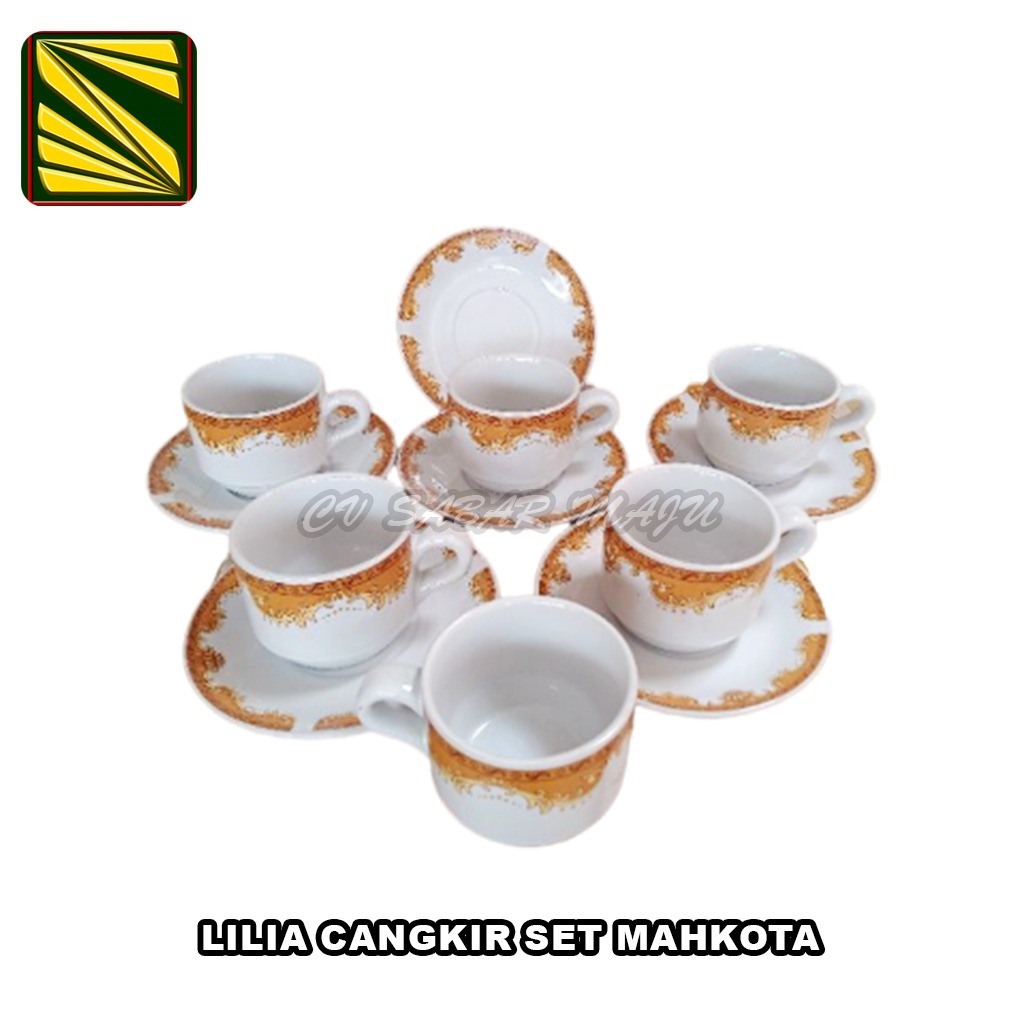 MURAH TANITI CANGKIR SET MOTIF MAHKOTA, GELAS SET KERAMIK