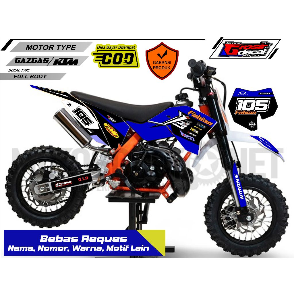 Striping Stiker Mini Trail Gazgas 50cc / KTM 50cc Full Body Free Custom