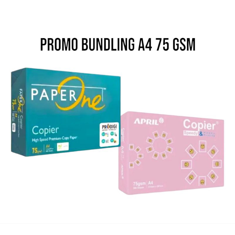 

[ SPECIAL BUNDLE] Kertas hvs print A4 75 gsm paperone & April copier happy A4