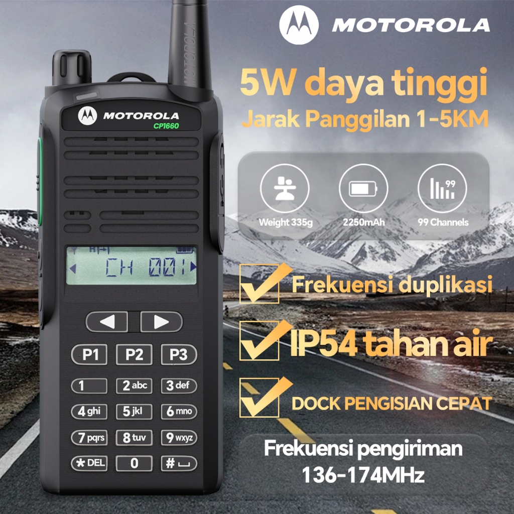 【Headset gratis】HT Motorola CP1660 Walkie Talkie 5Watt 2250mAh VHF One-Click Frequency Measurement 9