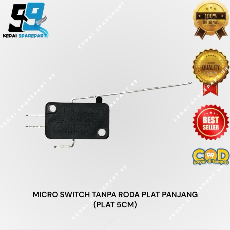 MICRO LIMIT SWITCH 3PIN TANPA RODA PLAT PANJANG 5CM