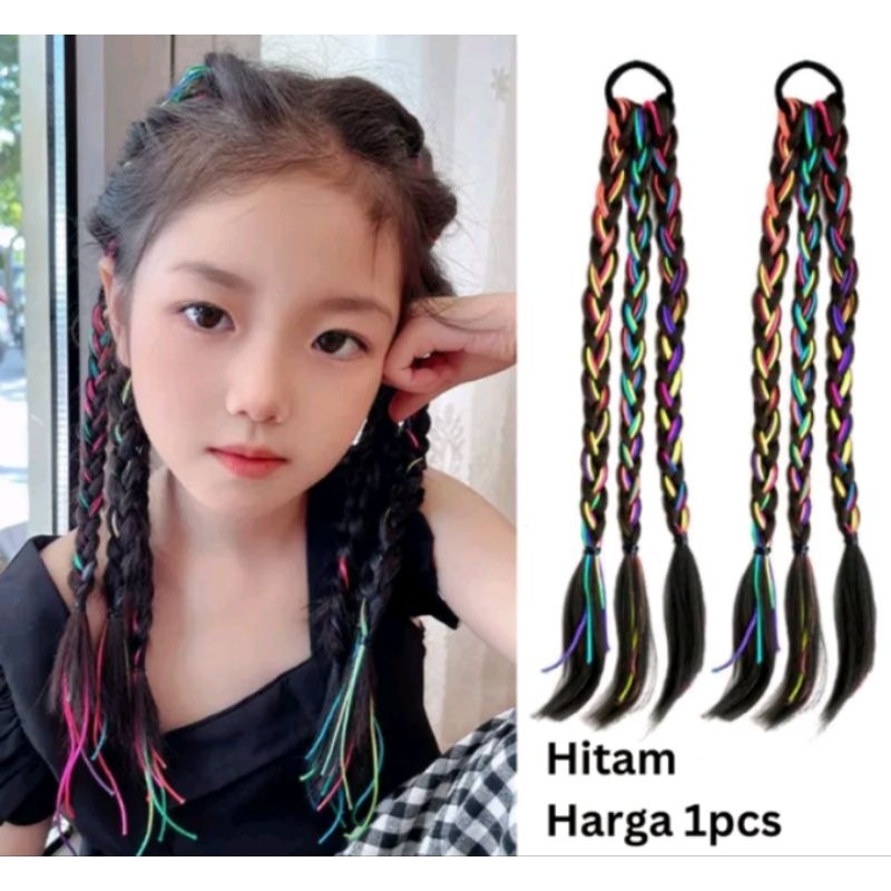 GRIYA REMA Rambut Kepang Anak 1 Pcs Ponytail Kids Rambut Sambung Kepang Rambut Sambung Anak Hair Ext