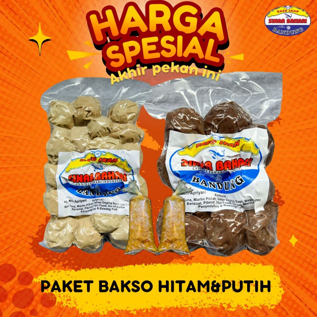 

PAKET HITAM PUTIH - BAKSO IKAN SINAR BAHARI ISI 30 BIJI - IKAN TUNA & MARLIN