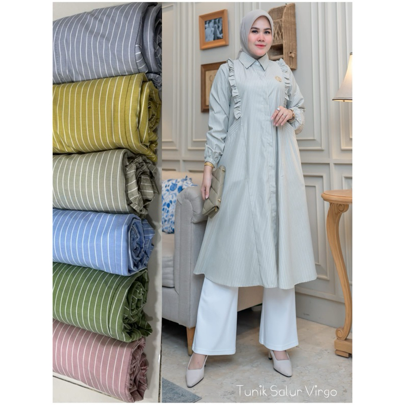 Outfitku - Baju atasan wanita terbaru Winody Tunik Salur Virgo Atasan wanita Dress wanita Premium Tu