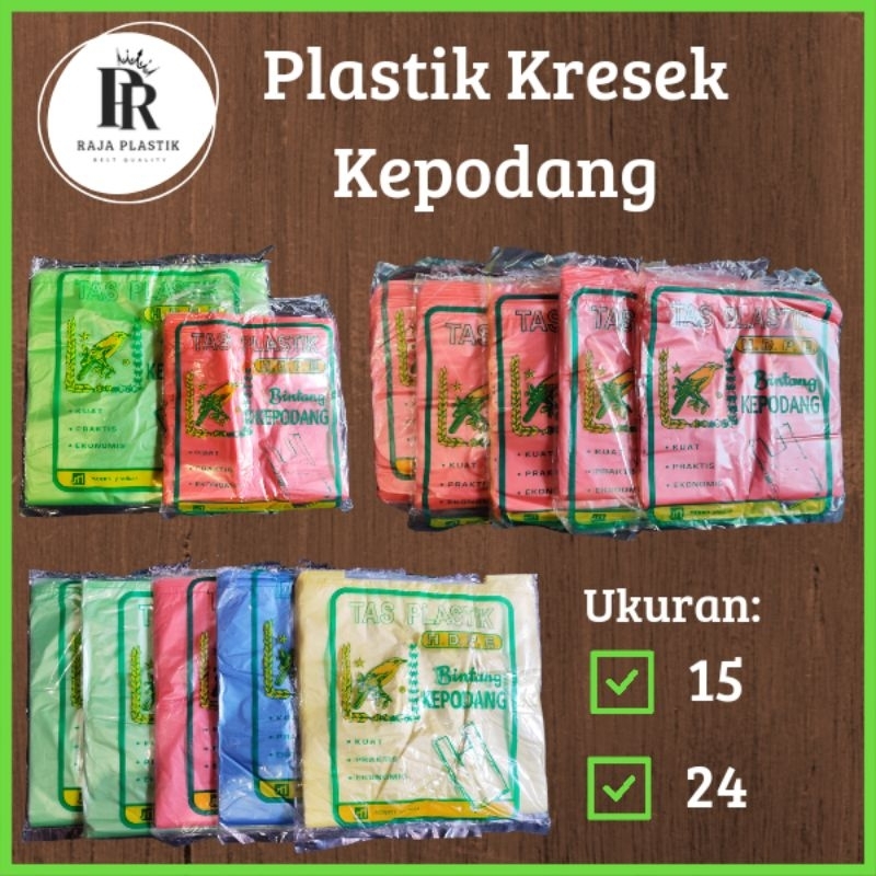 KANTONG PLASTIK KRESEK / TRANSPARAN / WARNA WARNI / MEREK KEPODANG / UKURAN 15 DAN UKURAN 24 /