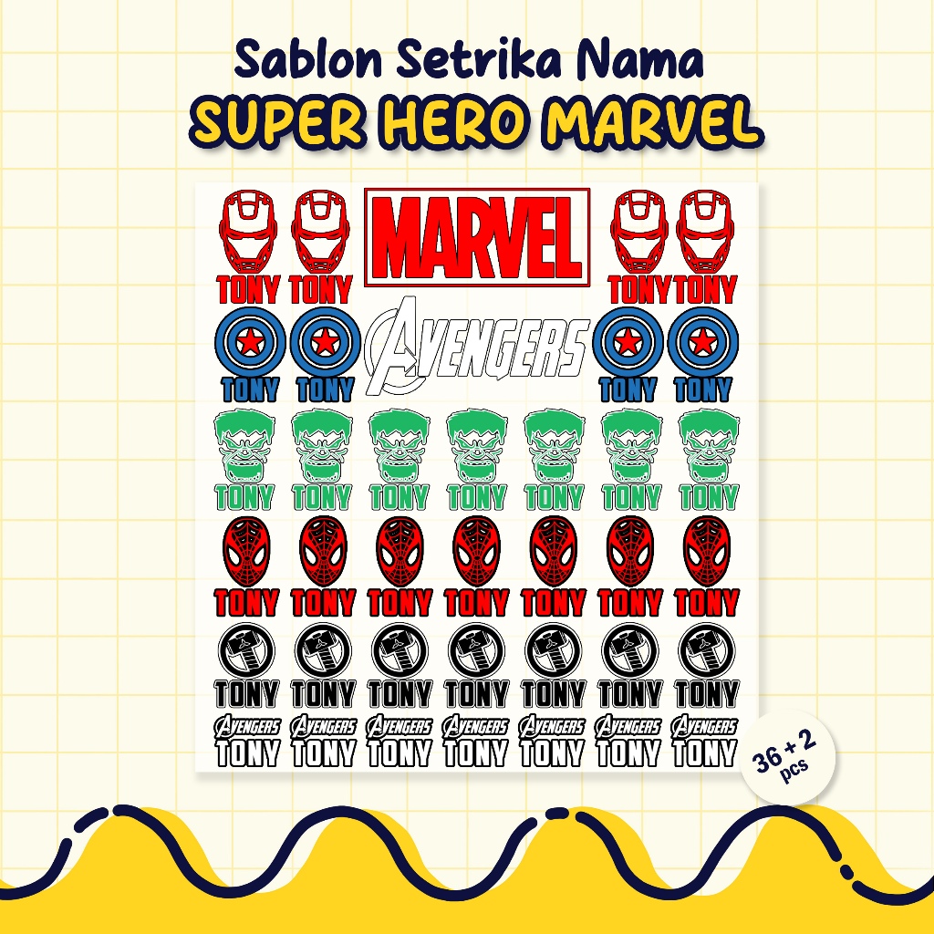 

Sablon Setrika Nama, Sablon DTF Nama, Tema Super Hero Marvel by Sablon Nama