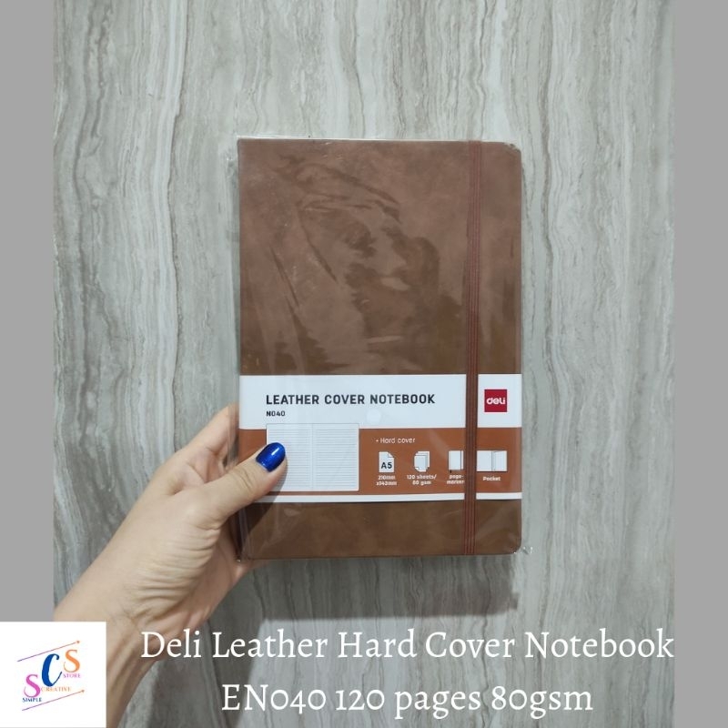 

DELI LEATHER HARD COVER NOTEBOOK 120PAGES 80 GSM /BUKU CATATAN A5 SAMPUL KULIT TEBAL