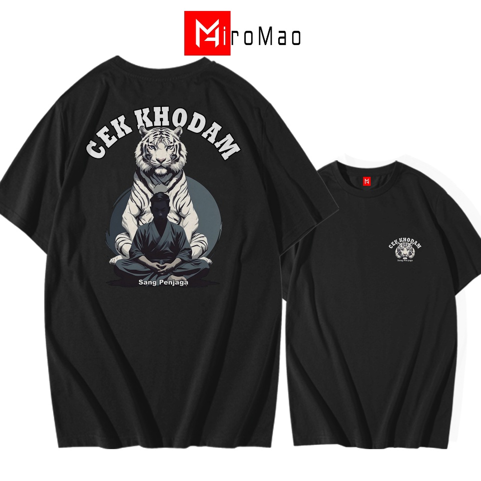 HiroMao Kaos Distro Cek Khodam Harimau Cotton Combed 3s Tshirt Pria Distro Baju Oong Bandung Kata Ka