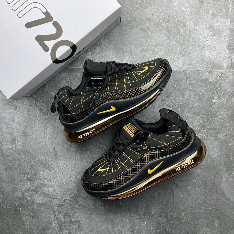 SEPATU SNEAKERS NIKE AIR MAX 720 818 BLACK GOLD PRIA