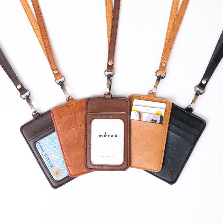

Pusat Irit merza ID Card Holder Lanyard Nametag Kulit Austin