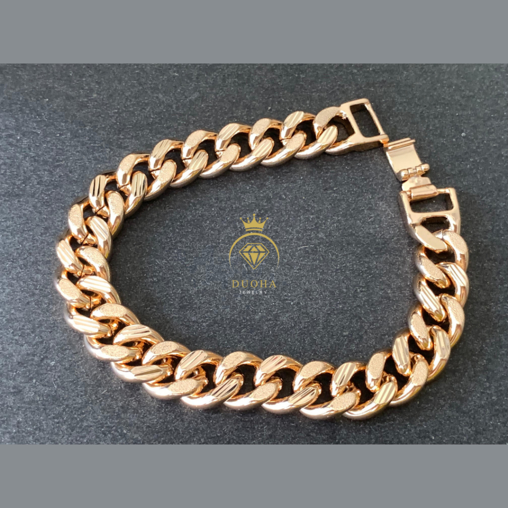DuoHa Jewelry_Gelang Rantai Ukir Terbaru Simple Lapis Emas Impor Asli