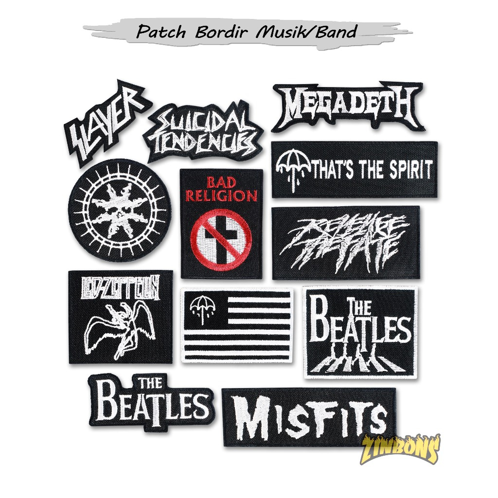 Patch Musik Emblem Bordir Band Patch Iron Patch Punk Back Patch Kecil Terlaris