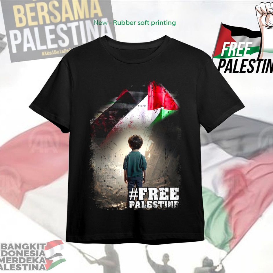 BAJU KAOS PRIA TEARU PALESTINE BOCIL 2 WARNA  KAOS KATUN  BAJU KAOS DAKWAH PEJUANG ISLAMI  KAOS UNIS