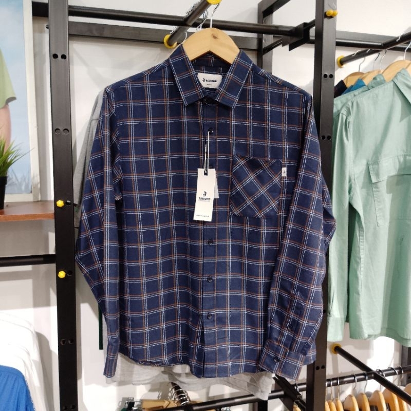 3Second Kemeja Panjang Flannel Pria Original