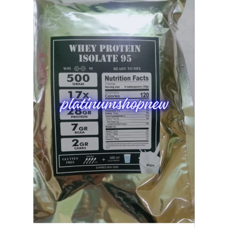 (Beli 2 Free Scoop Beli 3 Free Shaker Beli 5 Dapat 6) Susu Protein 500gr Whey Protein Isolate 95 Sup