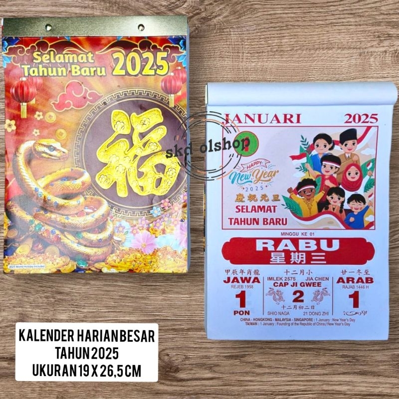 

Kalender harian Besar tahun 2025 tanggalan harian besar 26,5x19 cm