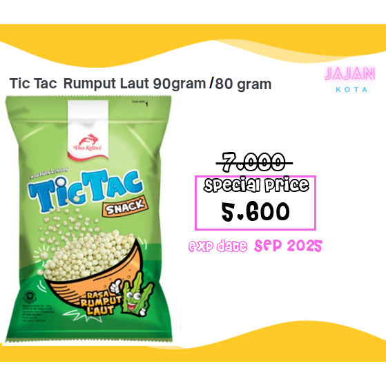 

Tictac Tic Tac Rumput Laut 90 gram / 80 gram