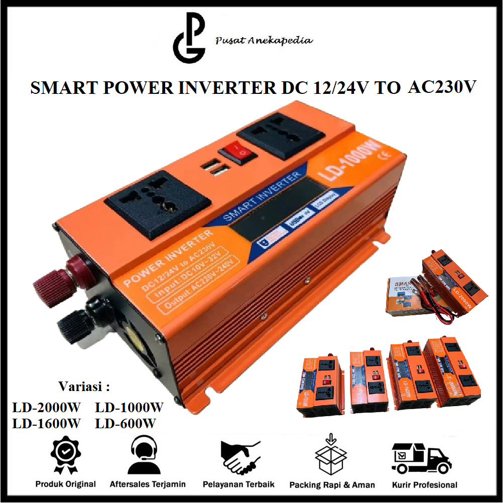Power Inverter DC 12/24V To AC 230V - Smart Inverter Tenaga Surya Battery Solar - Power Inverter DC 