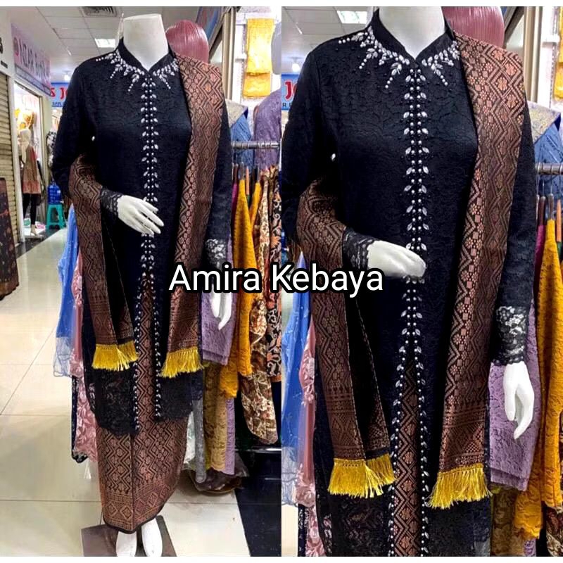 Kebaya Tunik Brokat Songket Selendang / Set Kebaya Brokat Payet Resleting Depan / Kebaya Songket / K