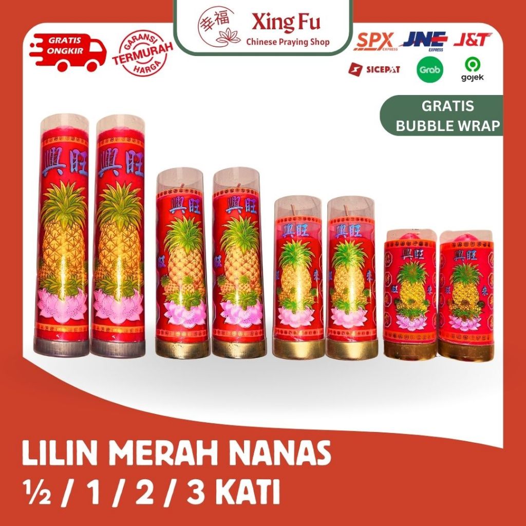 Lilin Merah Puja Sembahyang Nanas ½ Kati 1 Kati 2 Kati 3 Kati