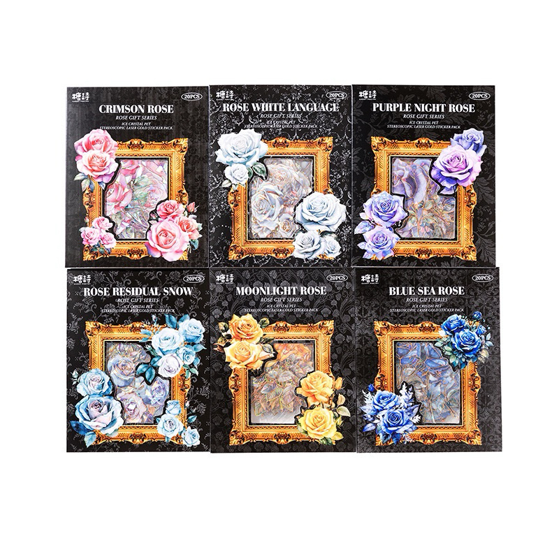 

(3DC) sticker transparan hologram bunga cantik kristal tulisan crystal flower word journaling