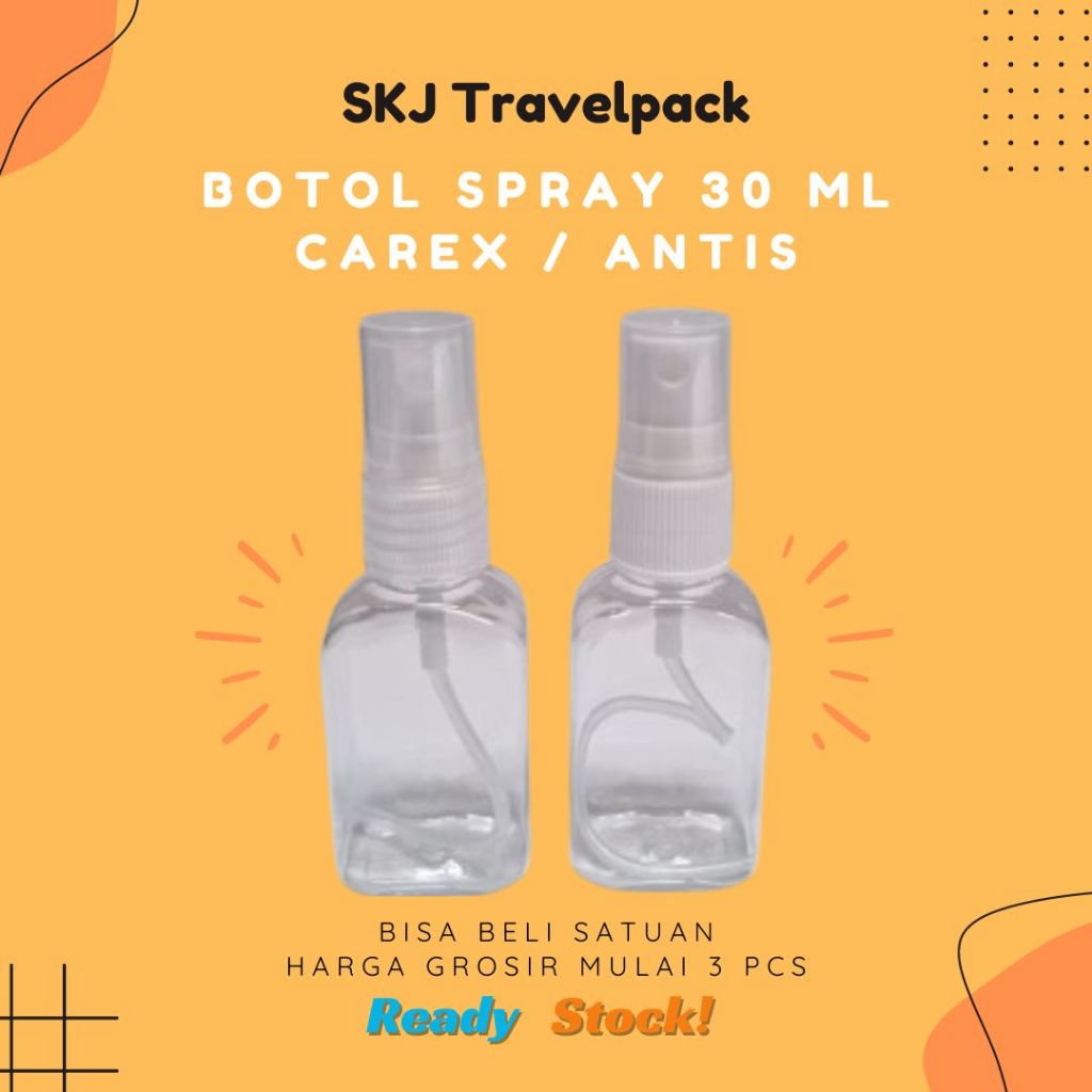 Botol Spray Carex 30 ml Bahan Plastik PET Tebal Neck - Botol Plastik Spray Carex Antis Semprot 30 ml