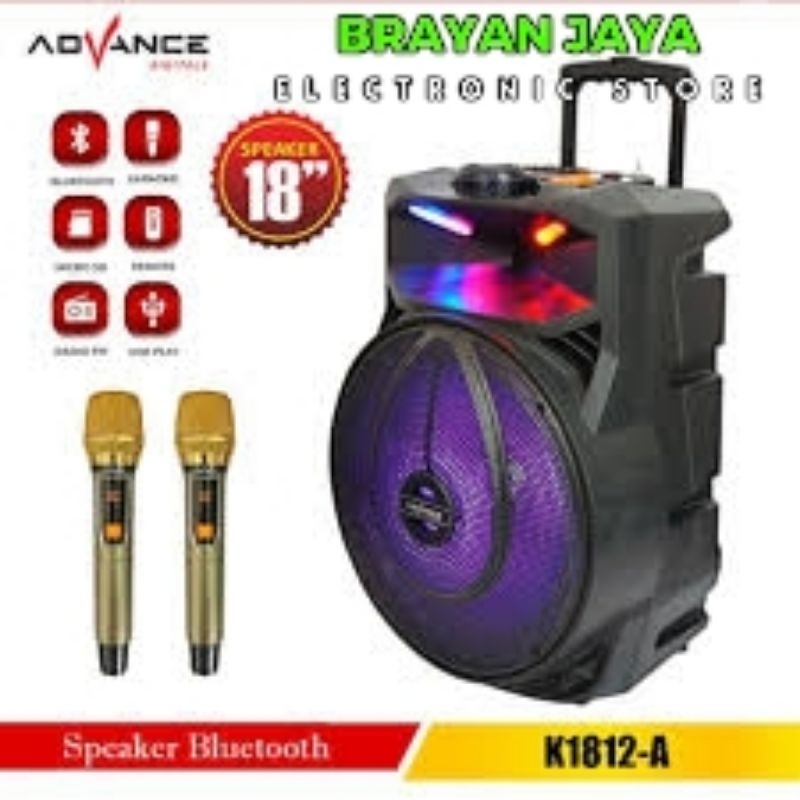 SPEAKER PORTABLE BLUETOOTH ADVANCE K-1812A UKURAN 18 INCH