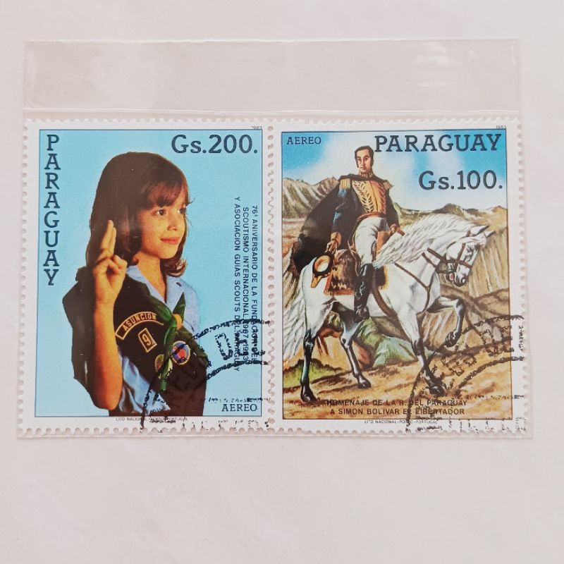 

(AG) Perangko Paraguay 1984 Simón Bolívar; Scouts Set 2 pcs CTO