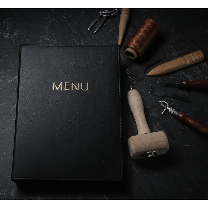 

Buku Menu Restoran Cafe Hotel Dll Bahan Kulit Ukuran A4 Isi Pelastik 10 Lembar Warna Hitam
