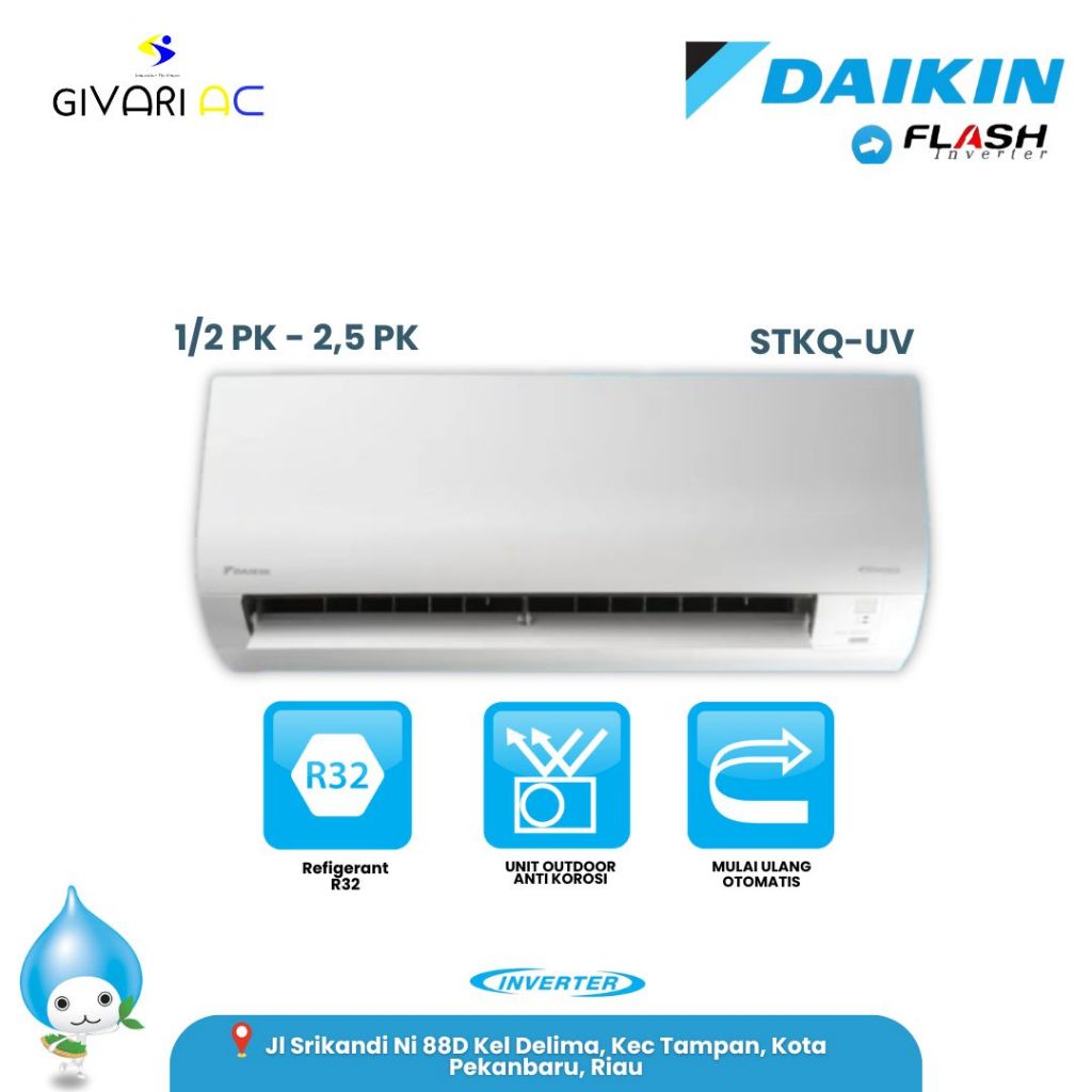 AC DAIKIN FLASH INVERTER THAILAND 1/2PK STKQ15UV