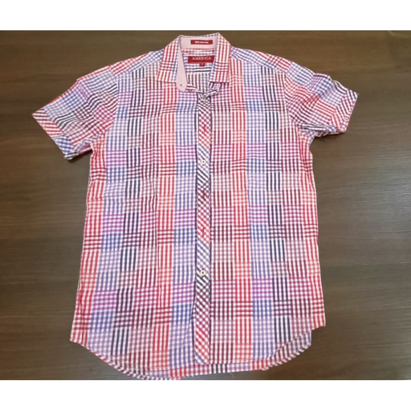 KEMEJA KOTAK MERAH AMERICA PERRY ELLIS PRELOVED