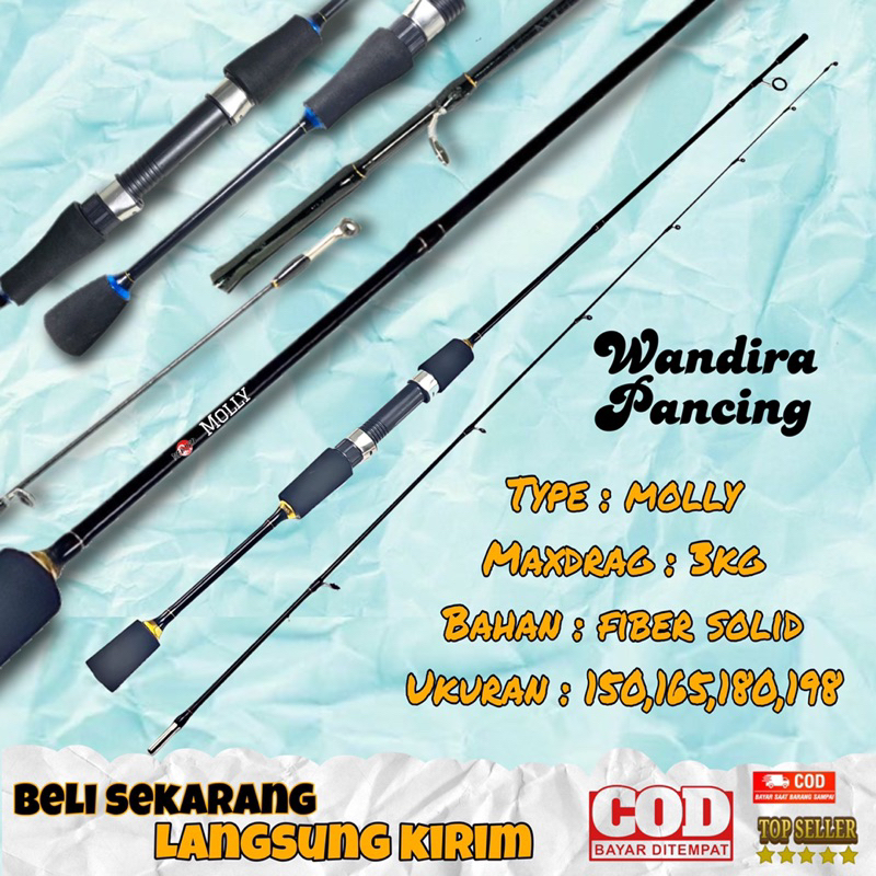 joran ultralight benjiro molly  bahan fiber solid 2-6lb 150 165 180 198 cm