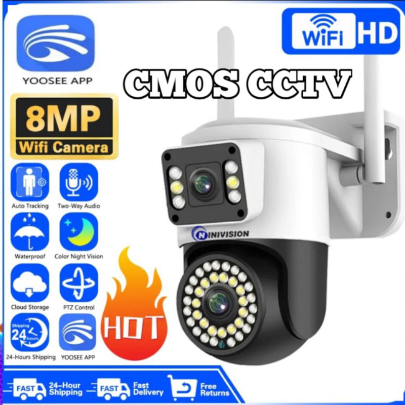 IP Camera 8MP+8MP Double Lens Yoosee Outdoor Waterproof PTZ Speed Dome