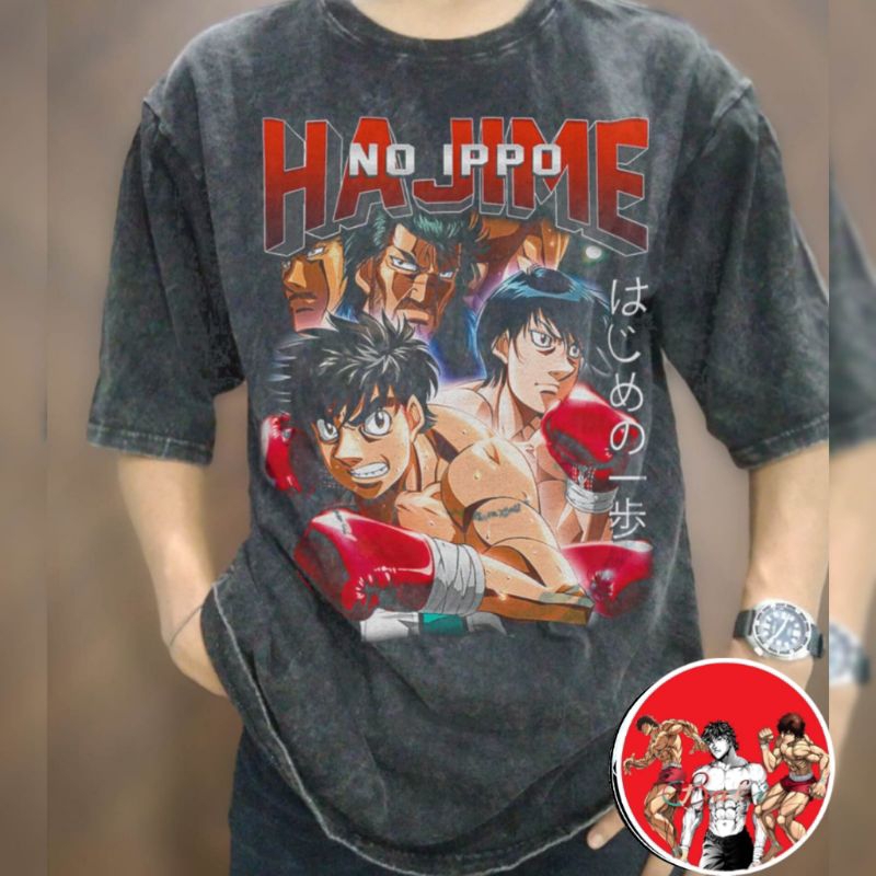 Hajime No Ippo Anime Vintage Wash Oversize T-shirt/Kaos Anime Hajime No Ippo Vintage Wash Unisex Ove