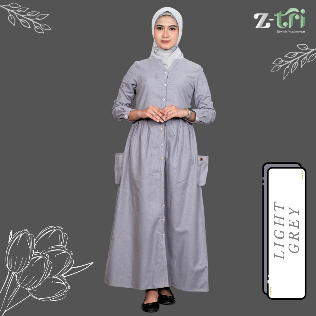ZTRI Gamis Premium Polos Katun Linen Rami - Baju Dress by ZTRI bikin kamu terlihat cantik