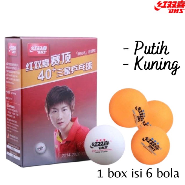Elegant Bola PingPong Bola Ping Pong DHS Putih dan Kuning Isi 6 DHS Murah Bola Tenis Meja Murah