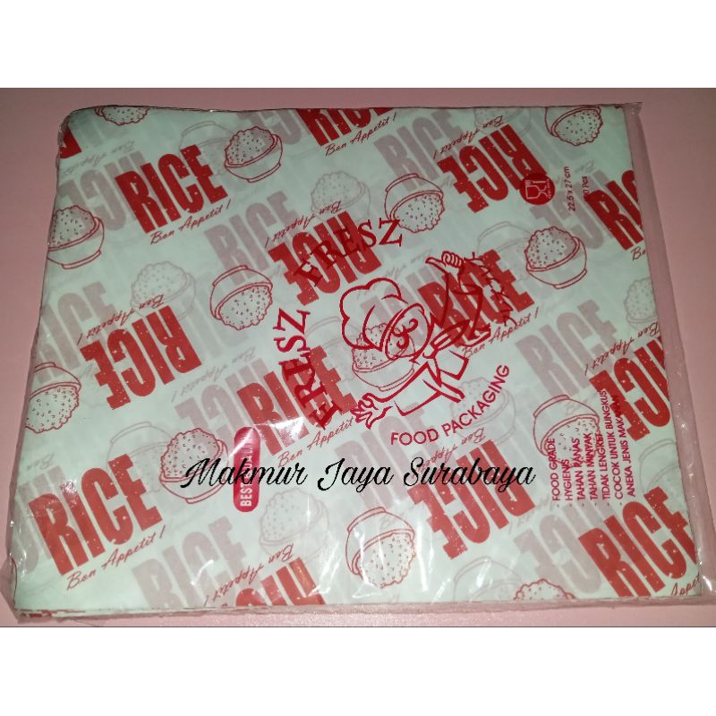(100 pcs) Kertas Nasi KFC Motif 22.5 x 27 cm/Alas Nasi Motif/Kertas Bungkus Nasi/Kertas KFC