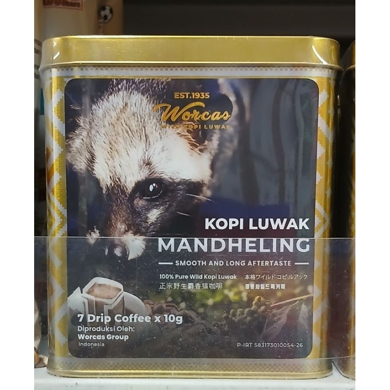 

Kopi Luwak Mandheling Tin Can WORCAS Pure Kopi Luwak Mandheling Tin Can 7 Drip x 10g - HM.