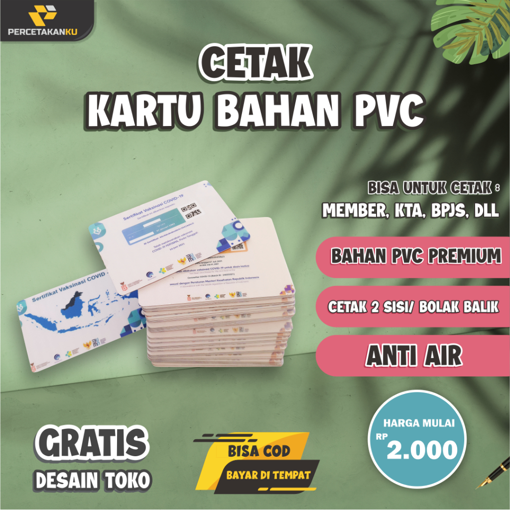 

Cetak Id Cad PVC Custom Murah Awet Anti Luntur