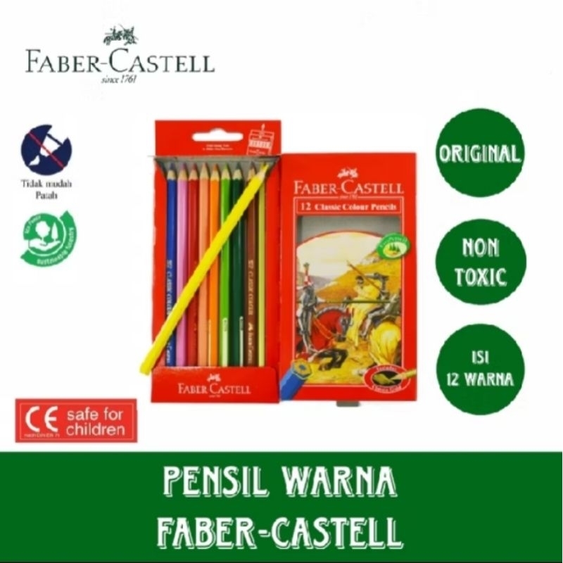 

Pensil Warna Faber Castell 12 warna panjang classic (1 set /12 warna)