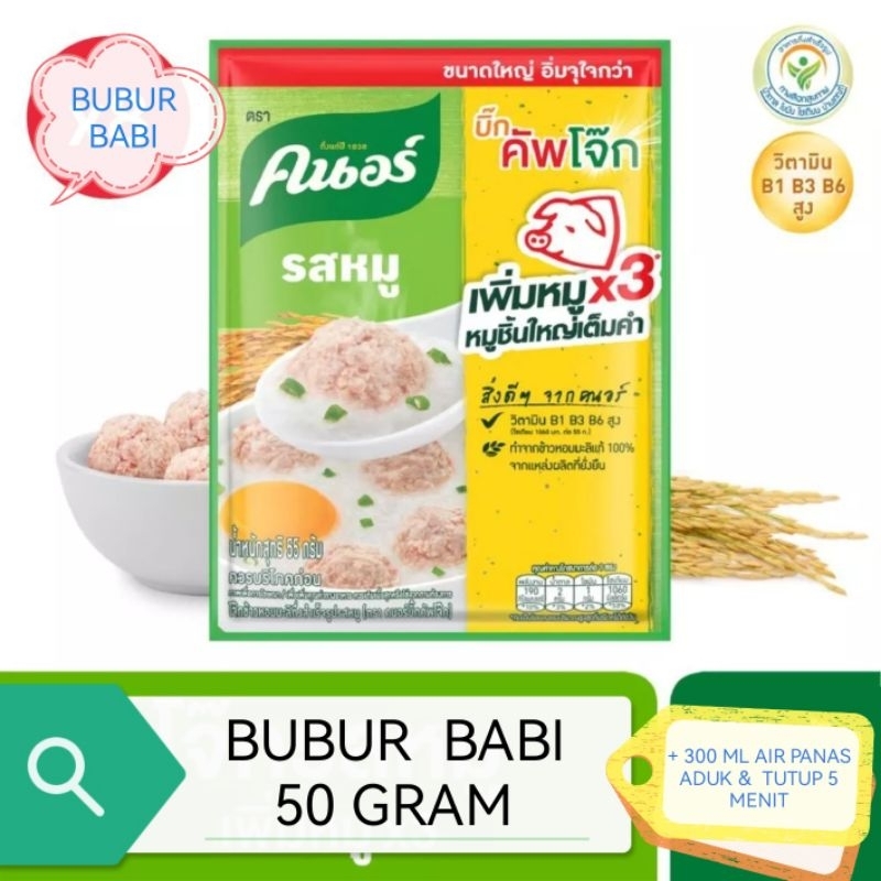 

knorr Bubur Ayam instant BELI 8 GRATIS 1 dengan beras jasmine asli & vit B1 B3 & B6 produk Thailand