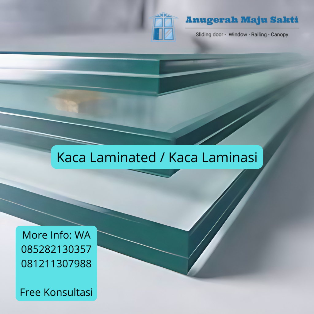 Kaca Polos Laminated 8mm + 0.76 + 8mm ASAHIMAS Bisa Custom