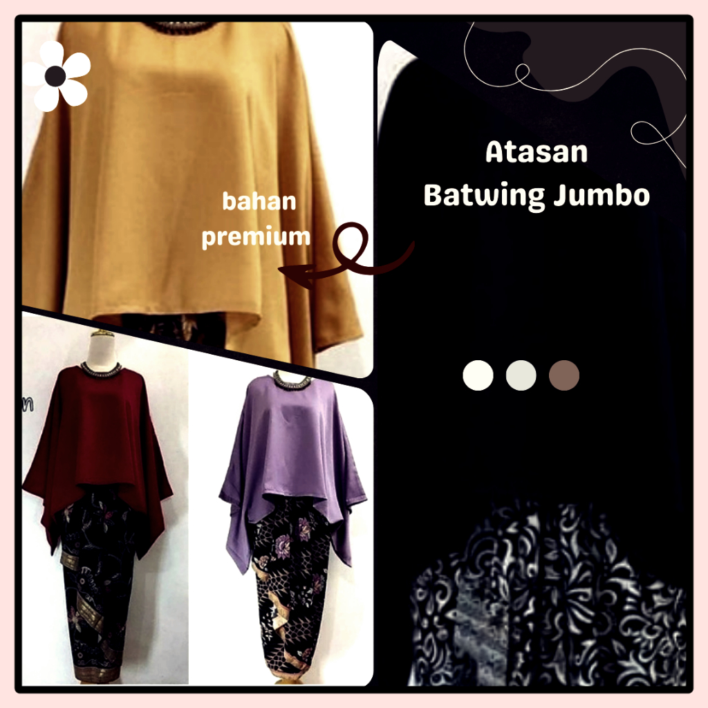 BETWING Satin Atasan Kebaya Wisuda Kondangan Motif Model Kelelawar Kebaya Modern