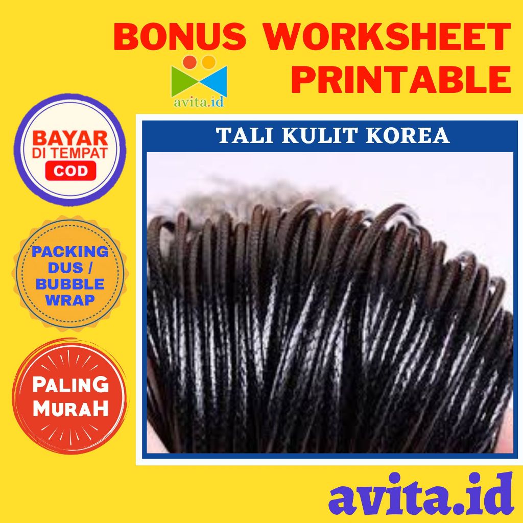 avita.id [1 METER] Tali Kulit Korea 1.5mm / Tali Kulit Korea Hitam 1,5mm / Tali Kulit Korea Hitam / 